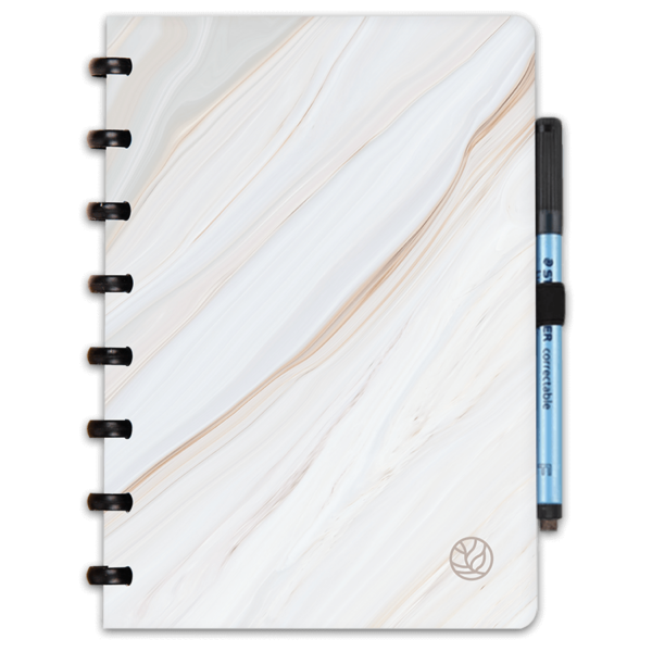 Radierbares Notizbuch mit leeren Seiten von Greenstory mit Flowy Marble Einband A5